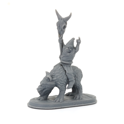 Goblin boszorkánymester farkas hátason (szörny figura)